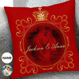 Custom Photo&Name King Throw Pillow Cover Personalized Red Pillow Case