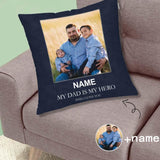 Custom Photo&Name Pillow Case Father's Day Blue Throw Pillow Cover