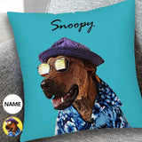 Custom Photo&Name Pillow Case Personalized Funny Dog Face Throw Pillow Cover