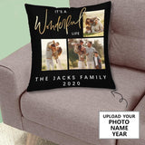 Custom Photo&Name&Year My Family Throw Pillow Cover Personalized Pillow Cover