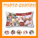 Custom Photo Rectangle Pillow Case Around Family Love Picture Personalized Pillow Cover