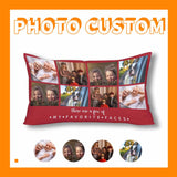 Custom Photo Rectangle Pillow Case Design My Favorite Faces on Personalized Red Pillow Cover