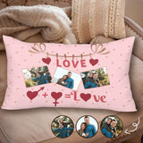 Custom Photo Rectangle Pillow Case Personalized Pink Pillow Cover with Couple Sweet Picture
