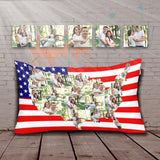 Personalized Photo Rectangle Pillow Case Design American Flag Pillow Cover with Family Picture