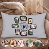 Personalized Photo Rectangle Pillow Case Grey Design Clock with Family Picture on Pillow Cover