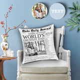 Personalized pillowcase with Custom Photo&Text News Throw Pillow Cover Gift for Dad