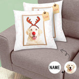 Pillow Case with Custom Face&Name Christmas Dog Throw Pillow Cover