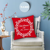 Pillow Case with Custom Name Red Personalized Throw Pillow Cover for Christmas