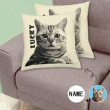 Pillow Case with Personalized Pictures Custom Photo&Name Cat Throw Pillow Cover