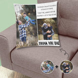 Pillow with Custom Photo Design Thank You Picture Throw Pillow Cover for Dad
