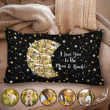 Rectangle Pillow Case with Custom Photo Design I Love You To The Moon And Back Pillow Cover