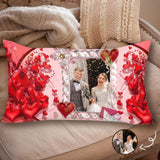 Rectangle Pillow Case with Custom Photo Red Heart Pillow Cover with Personalized Pictures