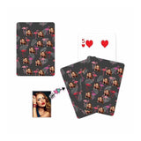Custom Face Red Flamingo Playing Cards