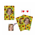 Custom Face Sunflower Zipper Playing Cards