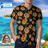 Custom Face Sunflower Polo Shirts for Men's Shirts Personalized Golf Shirt Design Your Own Polo Shirts Birthday Party Gift