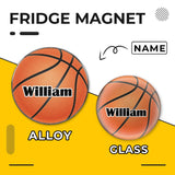 Custom Name Basketball Refrigerator Magnetic and Glass Sticker Round Shape Waterproof Personalized Fridge Magnets Beautiful Decorative Home Kitchen Magnet