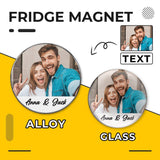 Custom Couple Photo&Name Refrigerator Magnetic and Glass Sticker Round Shape Waterproof Personalized Fridge Magnets Beautiful Decorative Home Kitchen Magnet