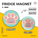 Custom Name&Date Pet Footprints Refrigerator Magnetic and Glass Sticker Round Shape Waterproof Personalized Fridge Magnets Beautiful Decorative Home Kitchen Magnet