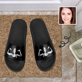 Custom Face Fitness Black Unisex Slide Sandals For Holiday Gifts