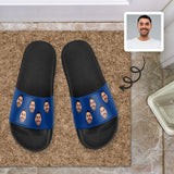 Custom Face Blue Unisex Slide Sandals For Holiday Gifts