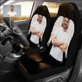 Custom Face White Wings Car Seat Covers Universal Auto Front Seats Protector for Vehicle (Set of 2)
