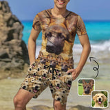 Custom Dog's Face Men's All Over Print T-shirt Lightweight Breathable Shorts Suits