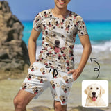 Custom Dog's Face Seamless Men's All Over Print T-shirt Lightweight Breathable Shorts Suits