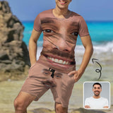 Custom Face Facial Expression Men's All Over Print T-shirt Lightweight Breathable Shorts Suits
