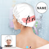 Custom Name White Background Double Layer Waterproof Hat Women's Shower Cap
