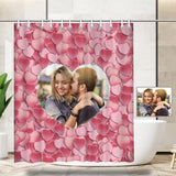 Custom Couple Photo Love Heart Shower Curtain 66