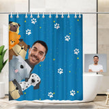 Custom Face Cartoon Dog Shower Curtain 66