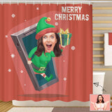 Custom Face Christmas Present Is Coming Shower Curtain 72