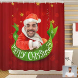 Custom Face Merry Christmas Shower Curtain 72