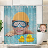 Custom Face Swimming Duck Shower Curtain 66