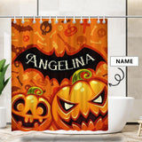 Custom Name Halloween Pumpkin Shower Curtain 66