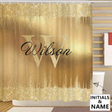 Custom Name&Initials Monogram Gold Shower Curtain 72