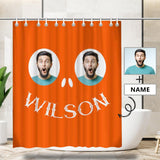 Custom Name&Photo Halloween Smiley Shower Curtain 66
