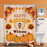 Custom Name&Photo Happy Thanksgiving Shower Curtain 66