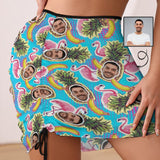 Custom Face Fruit Pineapple Banana Beach Skirt Women's Short Dress Swimsuit Bottom Personalized Women's Swim Dress Short Skirt