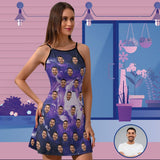 Custom Face Purple Marbling Women's Sling Dress