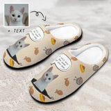 Custom Cat's Photo Miss Your Paws All Over Print Cotton Slippers For Men Women