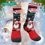 [Made In USA]Custom Preparing Christmas Face Socks Personalized Funny Photo Socks Gift for Christmas