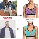 Custom Husband Face Five Colors Sports Bra Personalized Women's All Over Print Yoga Sports Bra