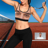 Custom Husband Face Fully Sports Bra Personalized Women's All Over Print Yoga Sports Bra