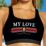 Custom Husband Face My Love Sports Bra Personalized Women's All Over Print Yoga Sports Bra