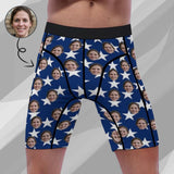 Custom Face Blue Star Men's Sports Boxer Briefs Made for Your Custom Briefs For Valentine's Day Gift