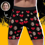 Custom Face Heart Men's Sports Boxer Briefs Put Your Face on Custom Underwear For Valentine's Day Gift