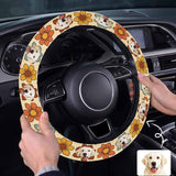 Custom Photo Cute Flower Steering Wheel Cover Car Accessories Personalized Car Gift