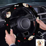 Custom Pet Face Love Heart Steering Wheel Cover Car Accessories Personalized Car Gift