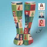 Custom Faces Family Christmas Tree Sublimated Crew Socks Personalized Funny Photo Socks Gift for Christmas